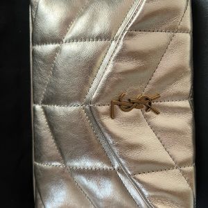 Gold quilted with leather card holder